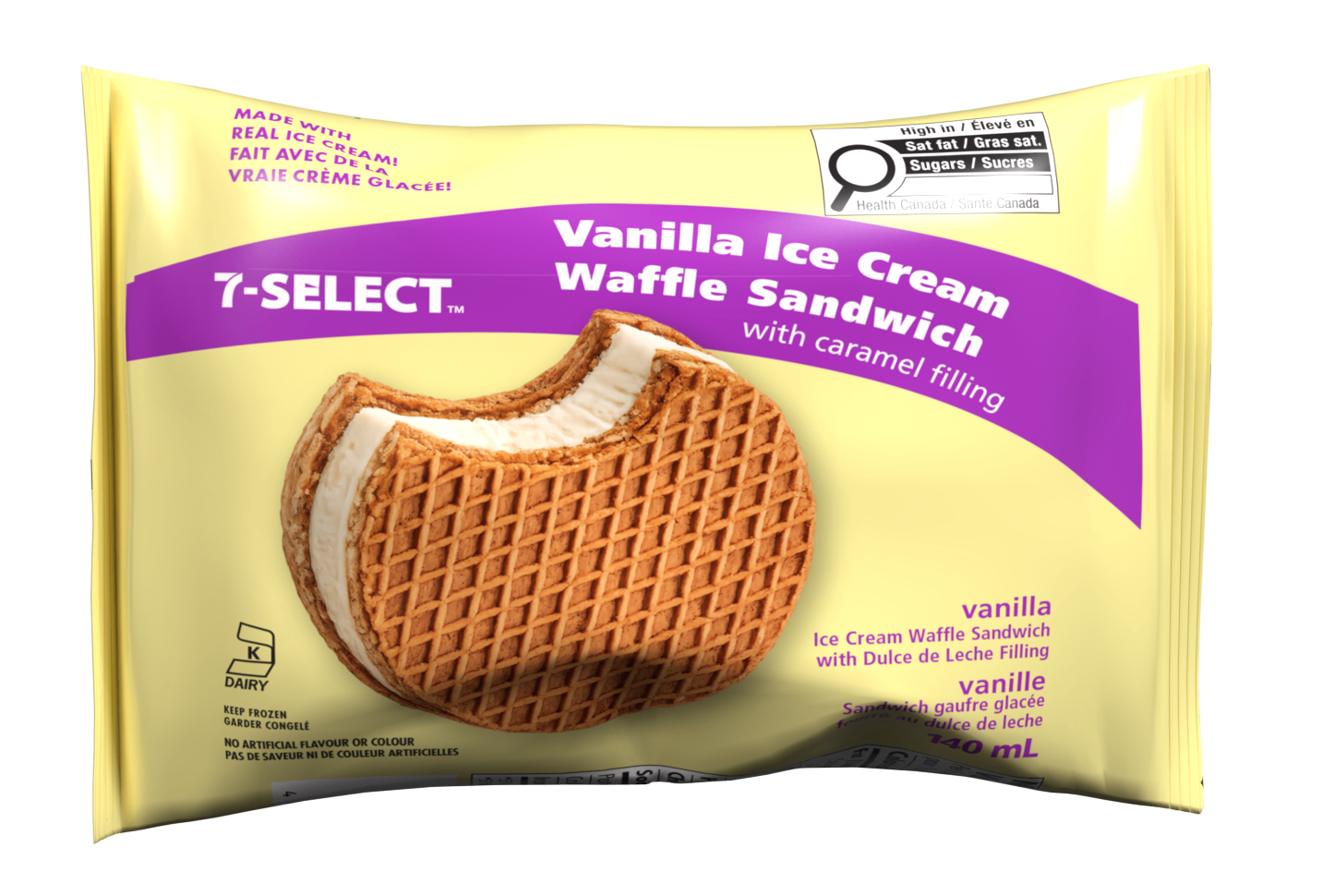 Vanilla Ice Cream Waffle Sandwich with Caramel Filling
