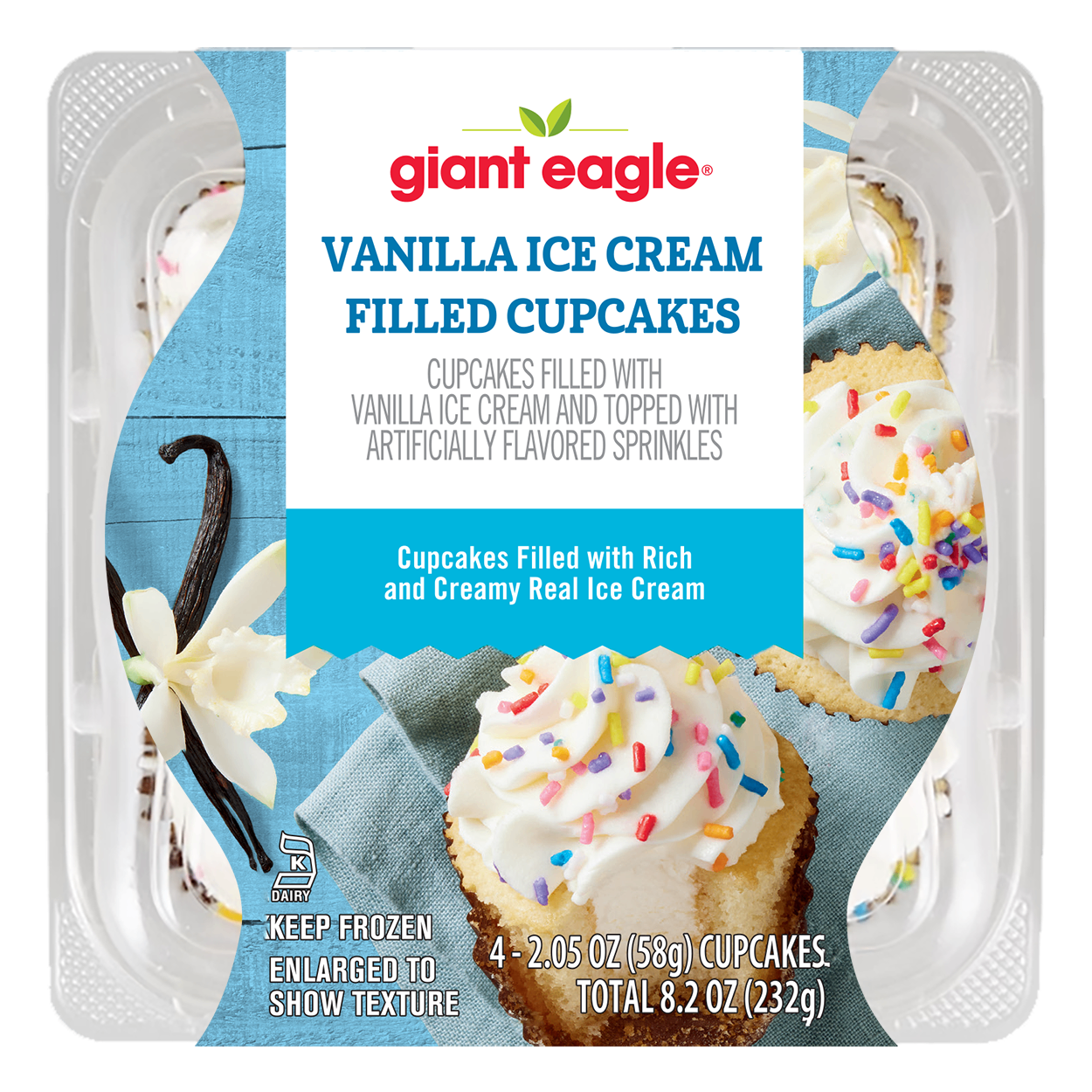 Vanilla Ice Cream Filled Cupcakes (4 ct)