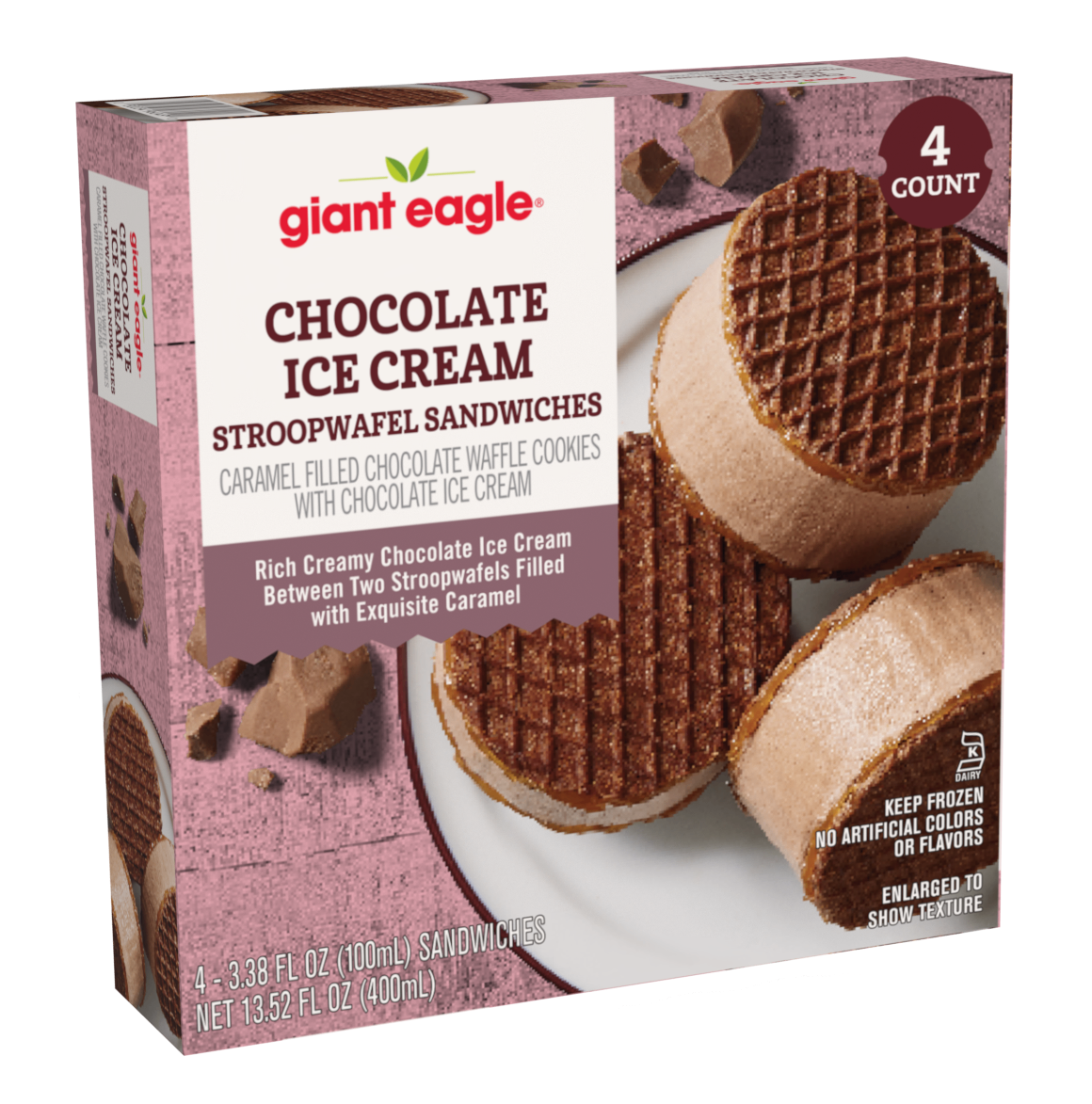 Chocolate Ice Cream Stroopwafel Sandwiches (4 ct)