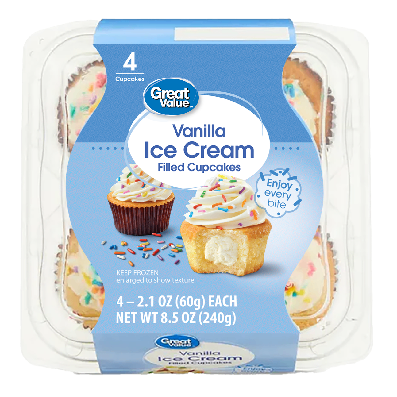 Vanilla Ice Cream Filled Cupcakes (4 ct)