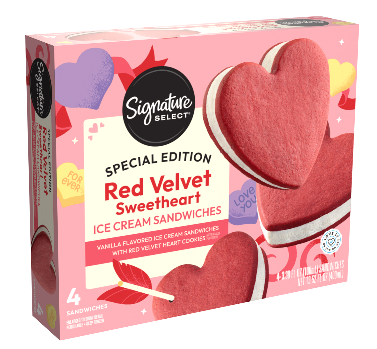 Red Velvet Sweetheart Ice Cream Sandwiches (4 ct)
