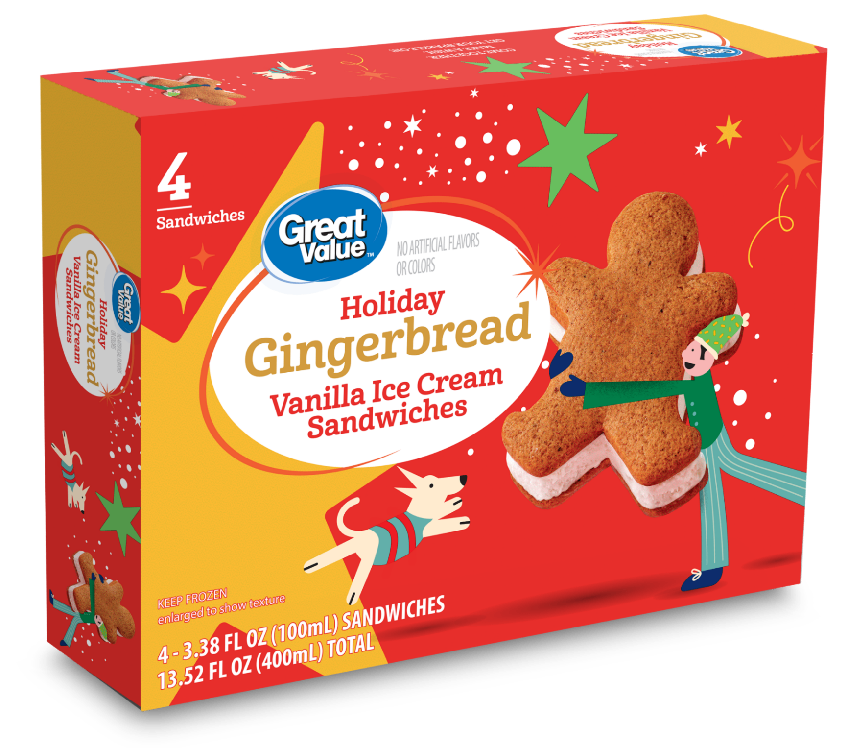 Holiday Gingerbread Vanilla Ice Cream Sandwiches (4 ct)