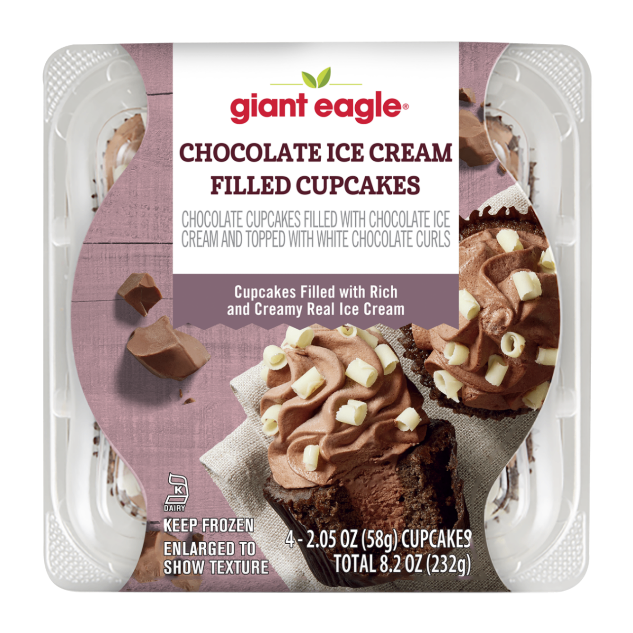Chocolate Ice Cream Filled Cupcakes (4 ct)