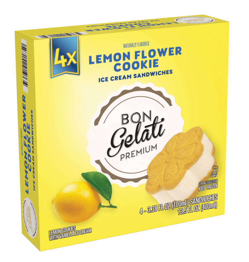 Lemon Flower Cookie Ice Cream Sandwiches (4 ct)