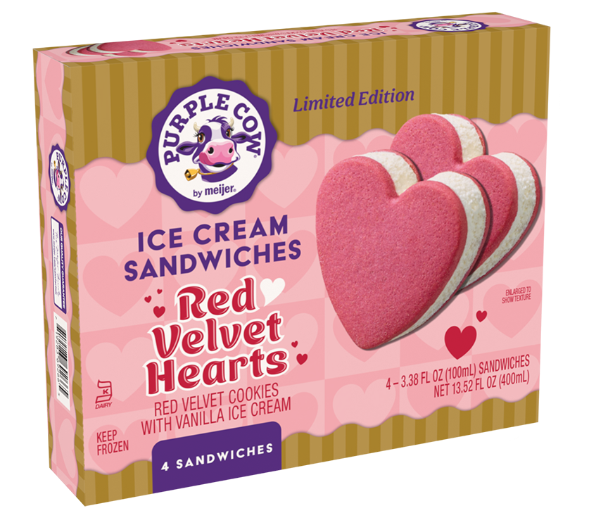Limited Edition Red Velvet Hearts Ice Cream Sandwiches (4 ct)