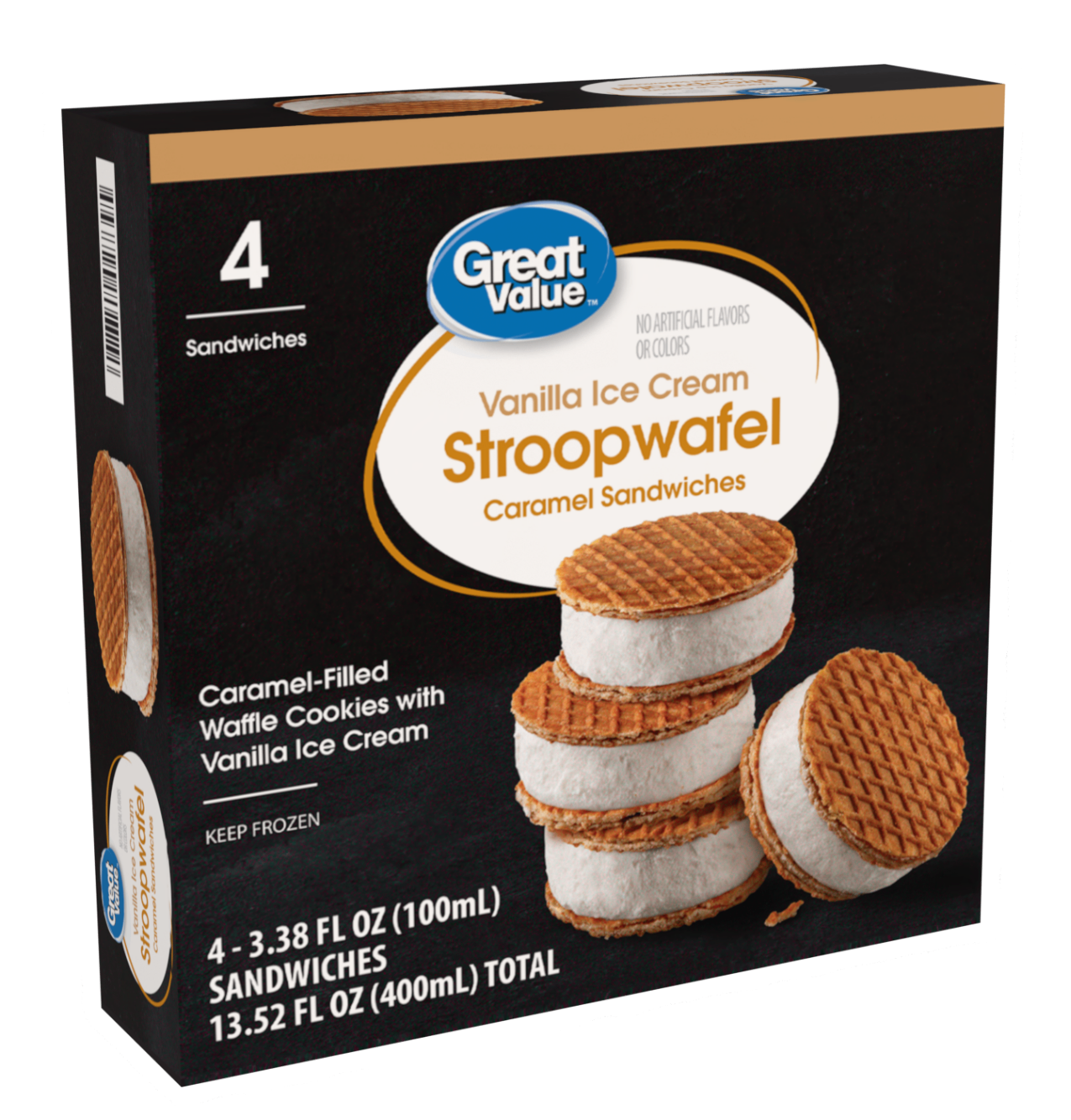Vanilla Ice Cream Stroopwafel Caramel Sandwiches (4 ct)