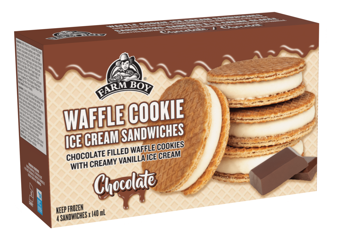 Waffle Cookie Ice Cream Sandwiches - Chocolate (4 ct)