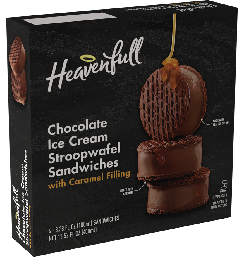 Chocolate Ice Cream Stroopwafel Sandwiches with Caramel Filling (4 ct)