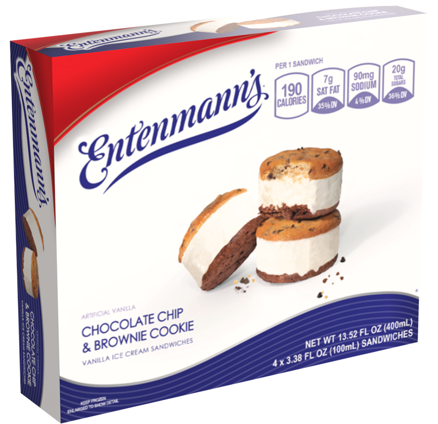 Chocolate Chip & Brownie Cookie Ice Cream Sandwiches (4 ct)
