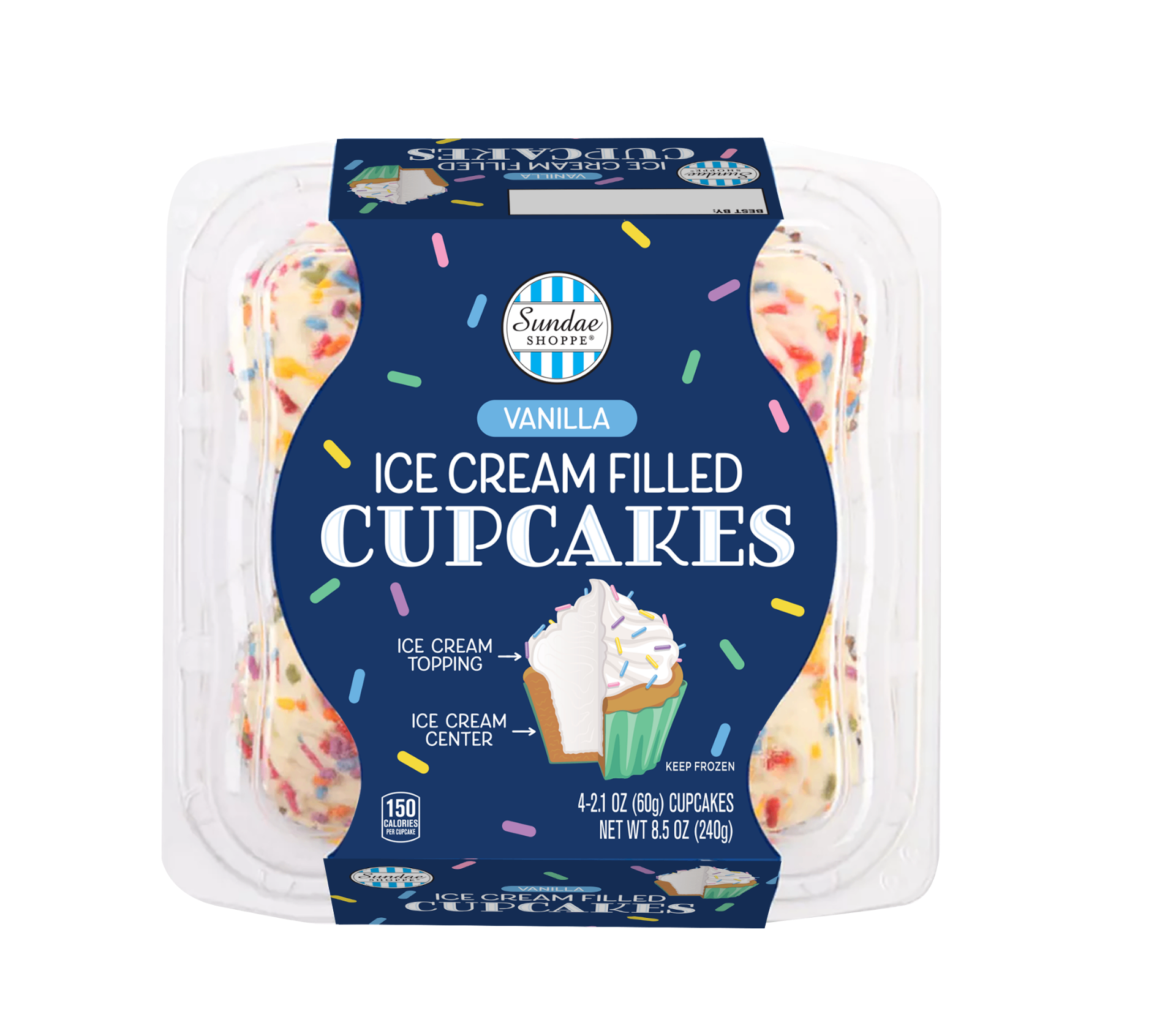 Vanilla Ice Cream Filled Cupcakes (4 ct)