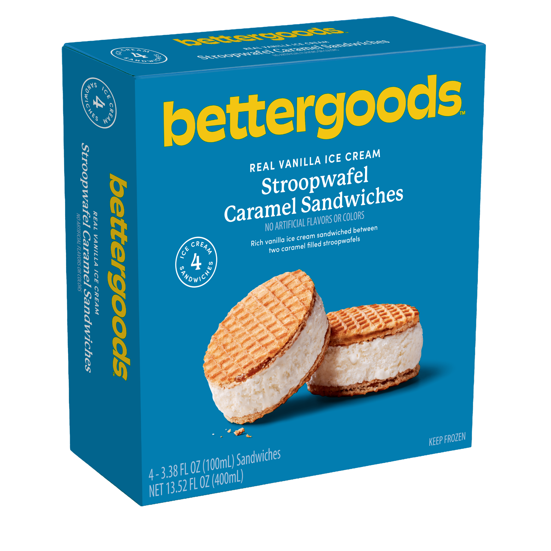 Stroopwafel Sandwiches - Chocolate Ice Cream with Vanilla Filling (4 ct)