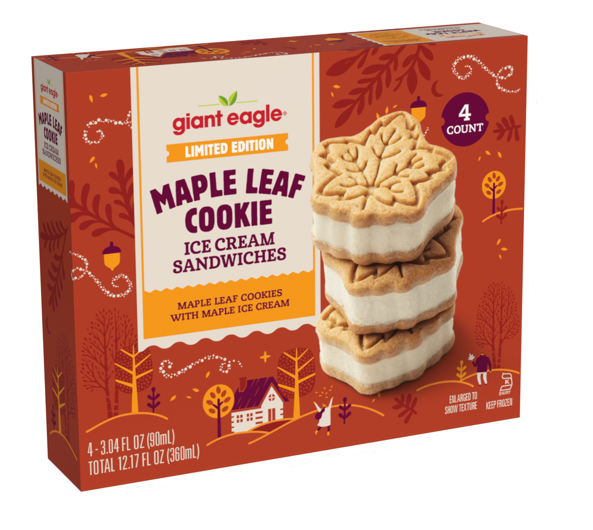 Maple Leaf Cookie Ice Cream Sandwiches (4 ct)