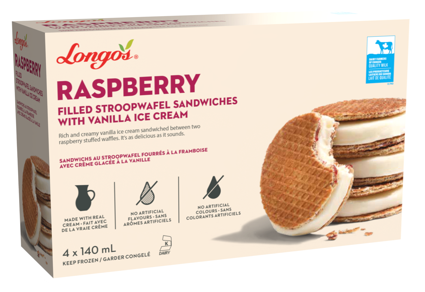Raspberry Stroopwafel Sandwiches with Vanilla Ice Cream (4 ct)
