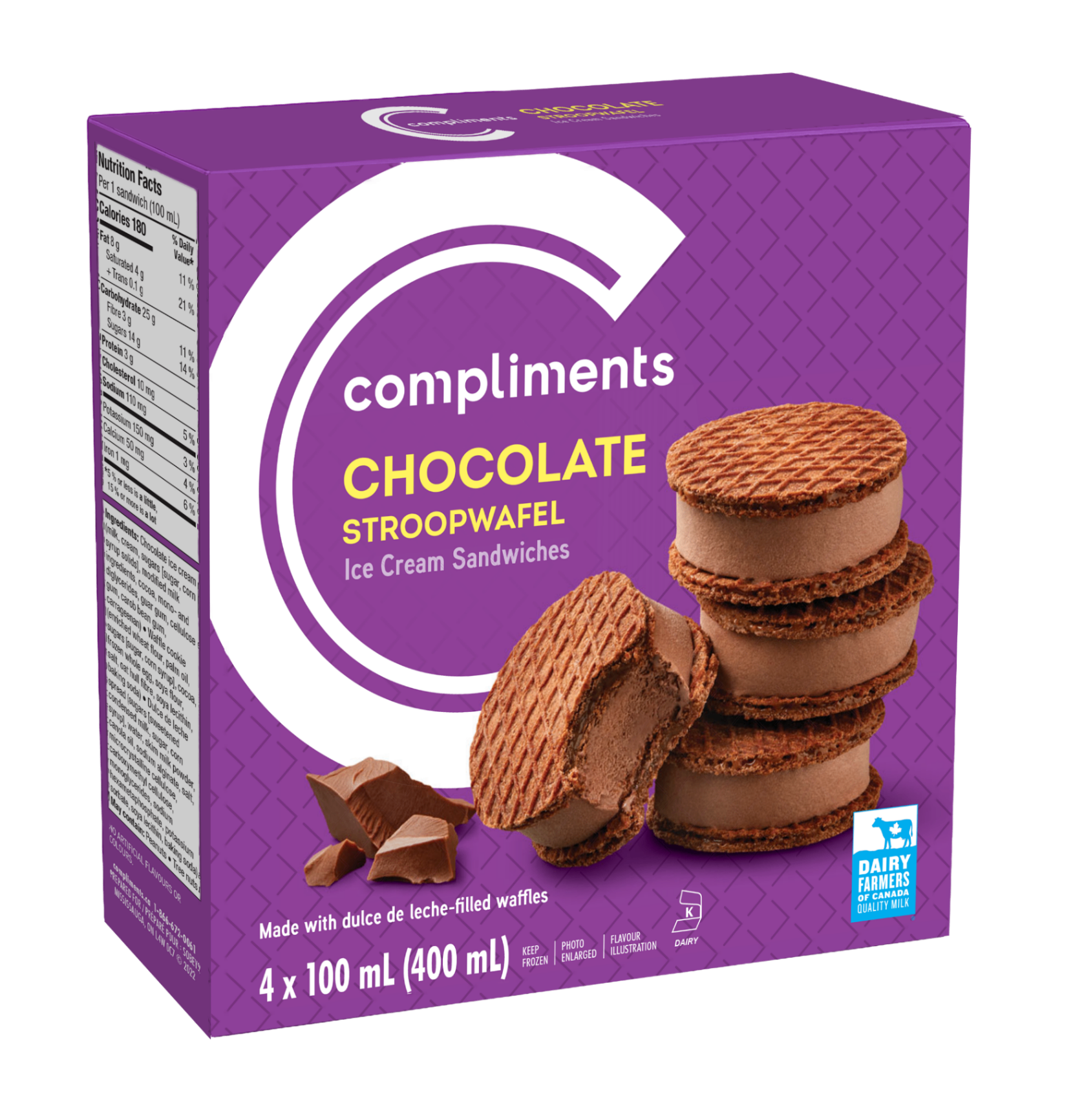 Chocolate Stroopwafel Ice Cream Sandwiches (4 ct)