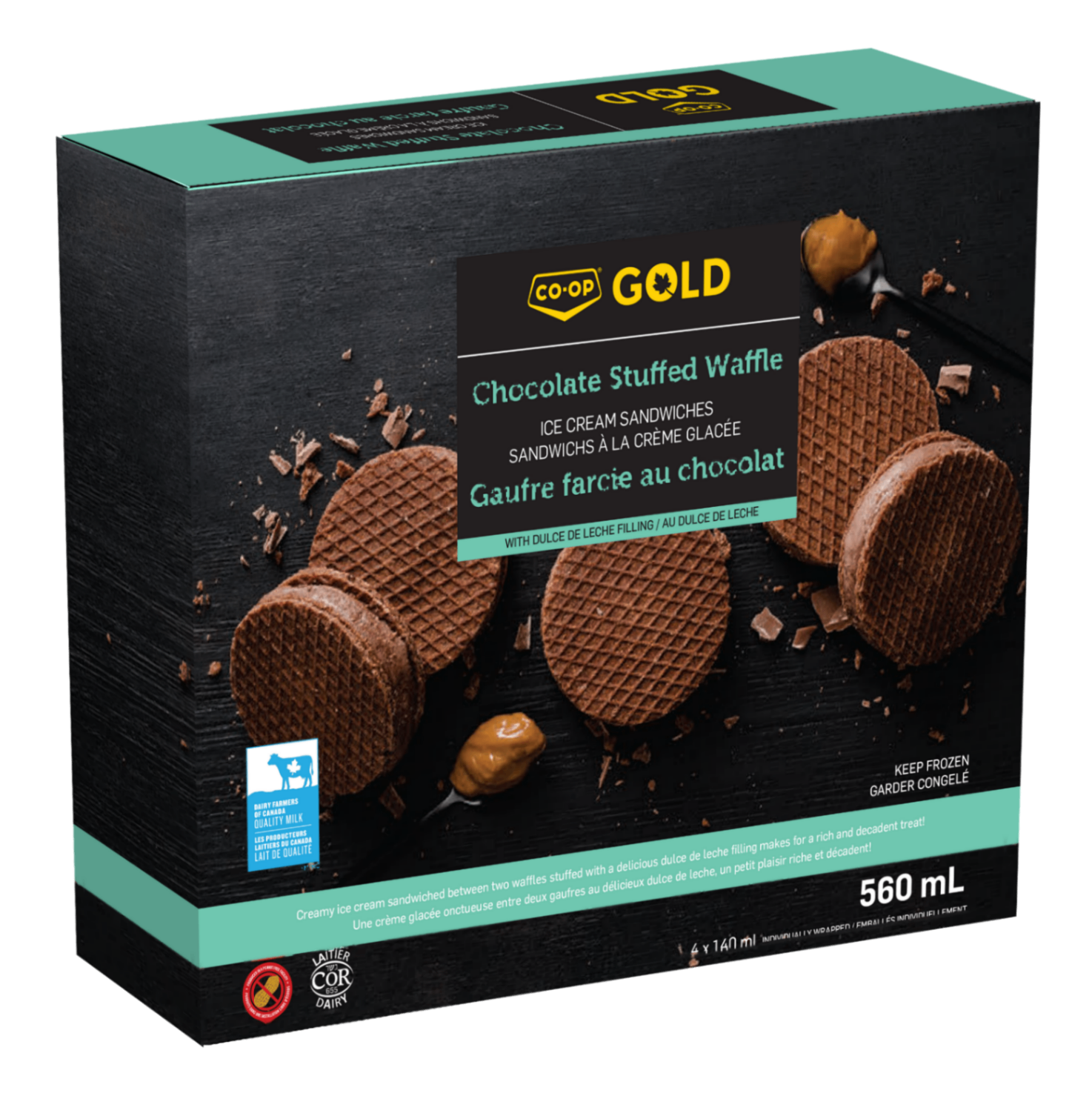Chocolate Stuffed Waffle Ice Cream Sandwiches (4 ct)