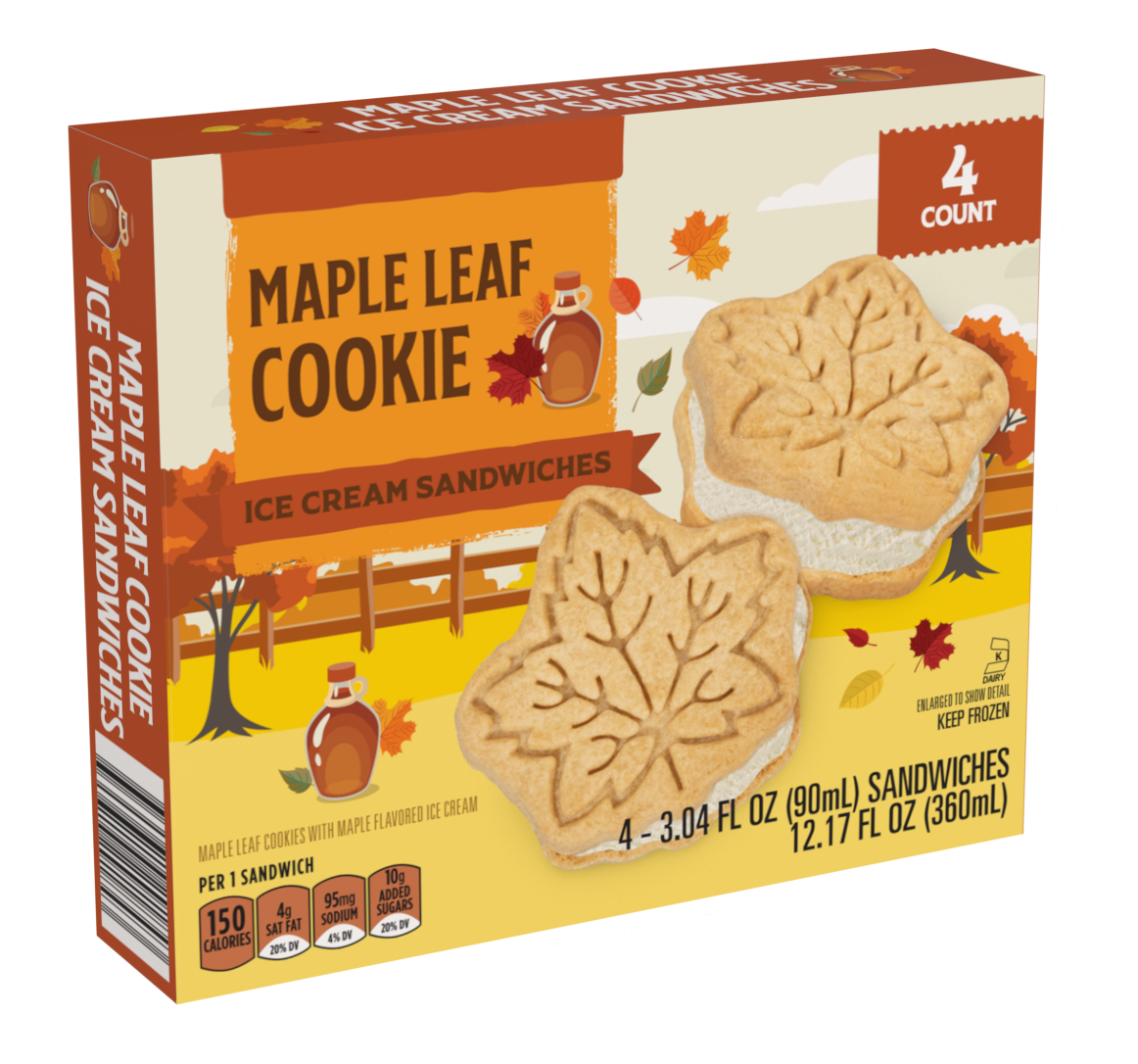 Maple Leaf Cookie Ice Cream Sandwiches (4 ct)