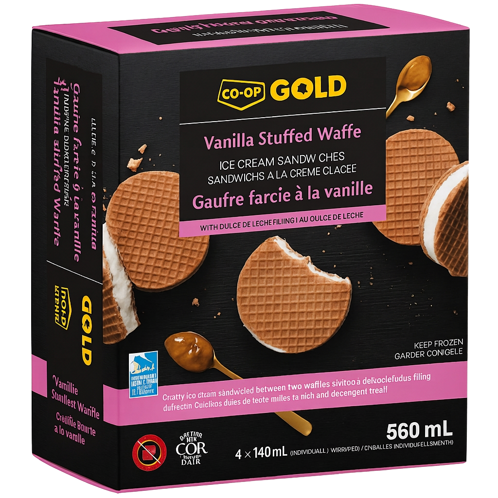 Vanilla Stuffed Waffle Ice Cream Sandwiches (4 ct)